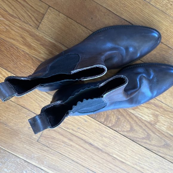 Brown Leather Chelsea Pointy Toe Ankle Boots Brown Wize 40 - Picture 5 of 7